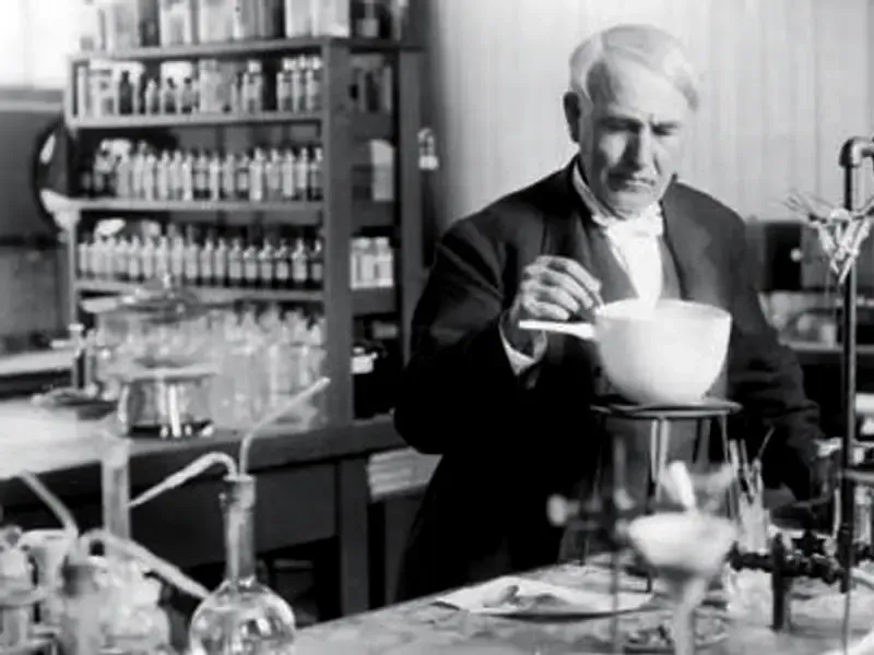 Edison at the test bench